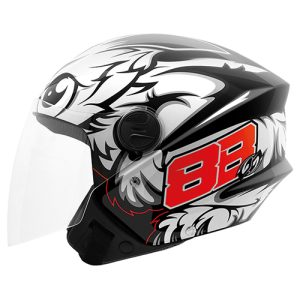 CAPACETE NEW LIBERTY THREE GP 88 PRETO BRILHANTE N°56
