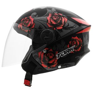 CAPACETE NEW LIBERTY THREE FLOWERS VERMELHO/PRETO BRILHANTE N°58