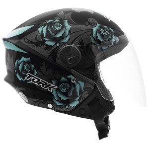 CAPACETE NEW LIBERTY THREE FLOWERS AZUL/PRETO FOSCO N°58