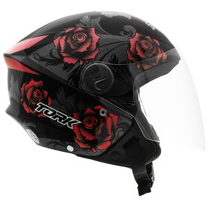CAPACETE NEW LIBERTY THREE FLOWERS VERMELHO/PRETO FOSCO N°60